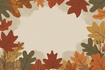 Obraz premium Fall season frame. Autumnal background with watercolor leaves and branches. Greeting card or invitation. AI generated