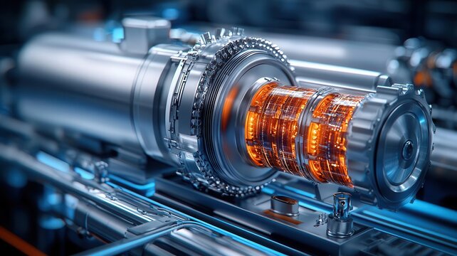 Detailed view of a breeder reactor utilizing nuclear fission and recycling fuel, photorealistic, hyper-resolution, efficient energy production for the future