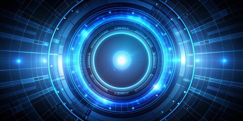 Obraz premium Digital Abstract with Glowing Blue Circles and Lines, Futuristic , Technology , Interface , Design