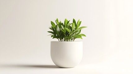 Simple Plant Pot: A small, plain white plant pot with a minimalist design, placed on a white background with soft, natural shadows.
