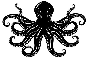 octopus silhouette, octopus icon vector illustration