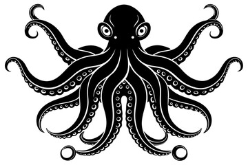 octopus silhouette, octopus icon vector illustration