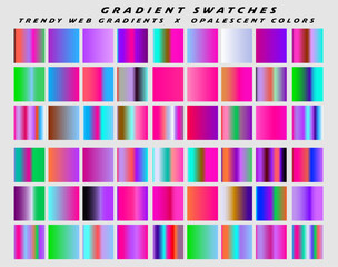 Fototapeta premium Acid chrome gradient swatches in holographic vibrant colors for art and design.