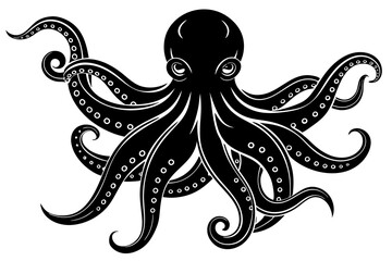 octopus silhouette, octopus icon vector illustration