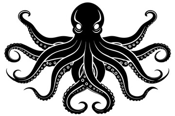 octopus silhouette, octopus icon vector illustration