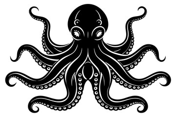 octopus silhouette, octopus icon vector illustration © Trendy CraftSVG 