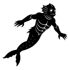 Side View Creature with Legs Swimming Underwater vector