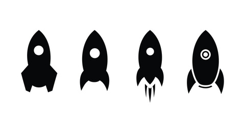 Rocket icons set. Spaceship launch icon collection. Rocketship launch icons concept. © Hunter Leader