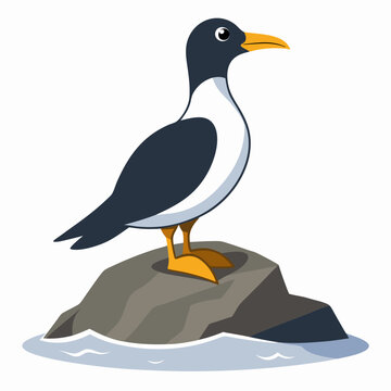 recommend clip art: Perched seabird on rocky silhouette vector illustration