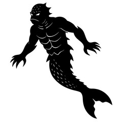 Side View Creature with Legs Swimming Underwater vector
