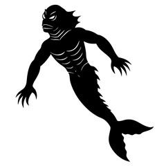 Side View Creature with Legs Swimming Underwater vector