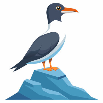 recommend clip art: Perched seabird on rocky silhouette vector illustration