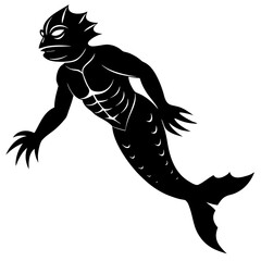 Side View Creature with Legs Swimming Underwater vector