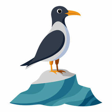 recommend clip art: Perched seabird on rocky silhouette vector illustration