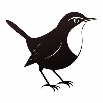 recommend clip art: Wren animal silhouette vector on white background