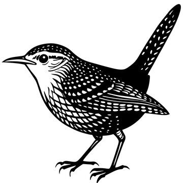 recommend clip art: Wren animal silhouette vector on white background