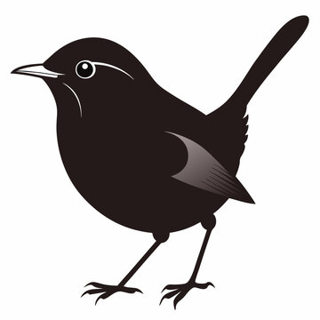 recommend clip art: Wren animal silhouette vector on white background