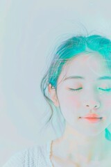 Minimalist Portrait of Woman with Eyes Closed in Soft Light