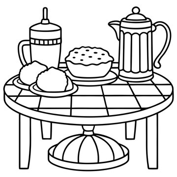 table setting with food and drink clip art preview