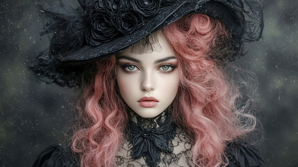 Mystical Halloween Charm Enigmatic Witches in Gothic Attire Embracing the Magic of the Season with Their Intense Gazes and Spellbinding Auras Capturing the Essence of Halloween