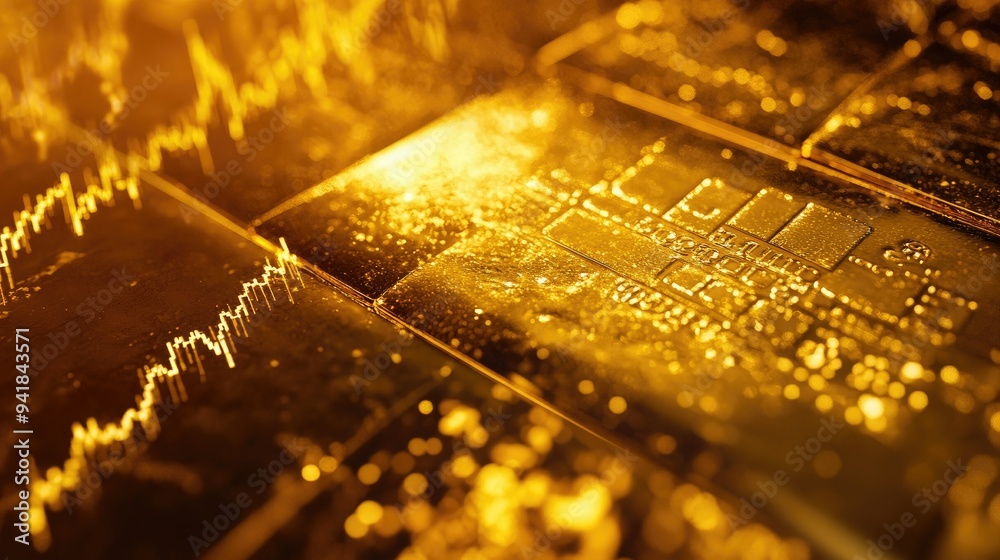 Poster close-up of an investment dashboard displaying a gold price chart with real-time updates and analyti