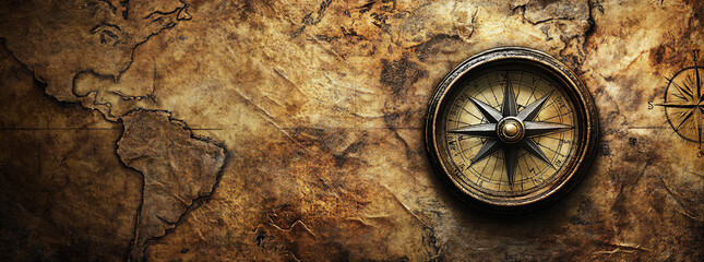 Compass on Old Map.