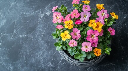 Fototapeta premium A colorful flower arrangement in a black and white background
