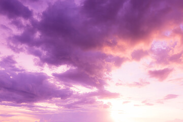 Colorful clouds and sky,Dusk, Sunset Sky Clouds in the Evening with colorful Orange, Yellow, Pink and red sunlight and Dramatic storm clouds on Twilight sky