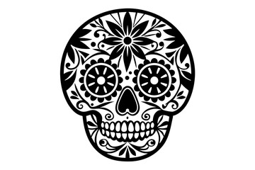 A Mexican skull decorated with delicate vibrant fall