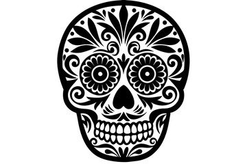 A Mexican skull decorated with delicate vibrant fall