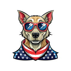 Vector Dog with american flag illustration template