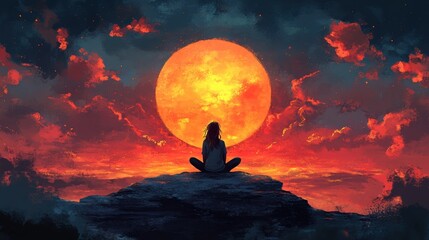 Obraz premium Illustration of a sunrise with a positive affirmation symbolizing hope and new beginnings.