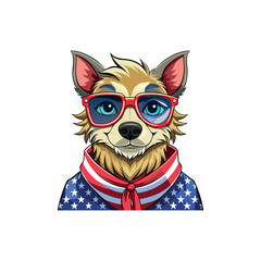 Vector Dog with american flag illustration template