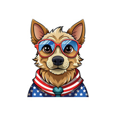 Vector Dog with american flag illustration template