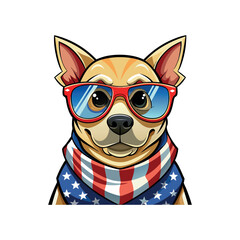 Vector Dog with american flag illustration template