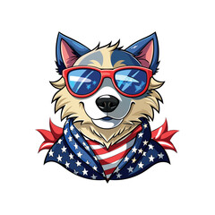 Vector Dog with american flag illustration template