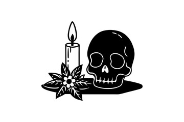 A skull decorated with flowers