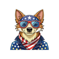 Vector Dog with american flag illustration template