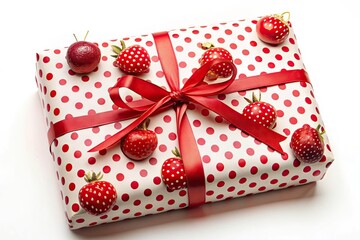 Pomegranate Polka Dot Wrap: Fun, playful, red polka dot wrapping paper with a cheerful and vibrant vibe.