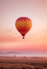 Fototapeta premium One Colorful hot air balloon on empty neutral monochrome background, png, detail, vector, cut, stories format, social media vertical format