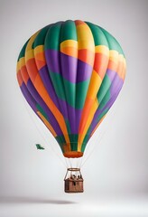 Fototapeta premium One Colorful hot air balloon on empty neutral monochrome background, png, detail, vector, cut, stories format, social media vertical format