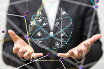 digital medical futuristic interface 3D rendering