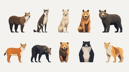 Obraz premium Abstract Vector Animal Illustrations of Stylized Wildlife in Modern Art Style