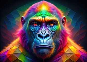 Prismatic Avatar - Kaleidoscopic colors, gorilla as a multifaceted symbol, radiant and transformative