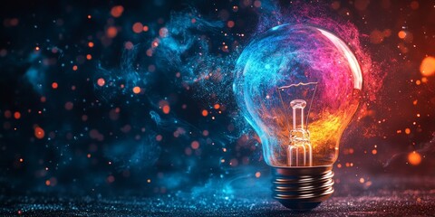 Explosive Light Bulb Representing Creative Breakthrough