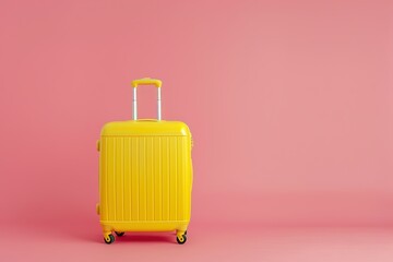 Luggage bags on pink background. Travel concept