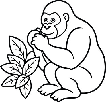 recommend clip art: Engaging gorilla line art for kids to color and explore
                    