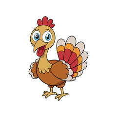 Vector Thanksgiving Cute Cartoon Turkey illustration template