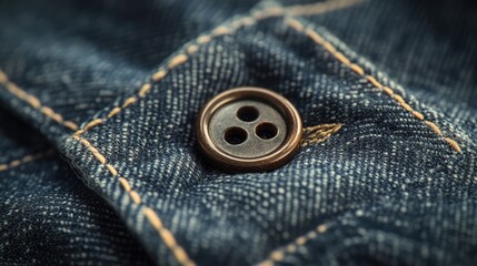 A close-up of a jeans button.
