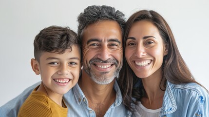 Fototapeta premium Happy Family Portrait with Smiling Parents and Son.